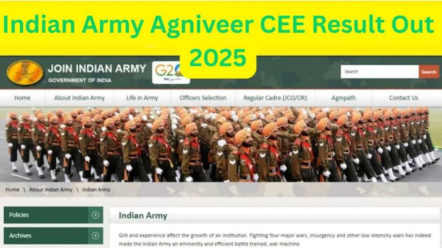 Indian Army Agniveer CEE Result Out 2025